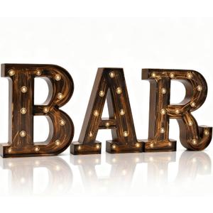 BAR - Illuminated Marquee Bar Sign for home decor - Light up LED Marquee Word Sign - Pre-Lit Pub Light Battery Operated (23.03-in x 8.66-in) (Vintage)