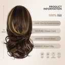 14 Inch Ponytail Extension - Soft Wavy Pony Tails Hair Extensions, Claw Clip Ponytail Extension, Synthetic Hair Extensions Ponytail, Clip in Ponytail (Color: Brown with Blonde Highlights)