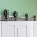 HAYOHRT 64" Bi-Folding Sliding Barn Door Hardware Track Kit 5.3ft Barn Door Bifold Hardware Kit for Four 15" Closet Door Heavy Duty Top Mount Roller Slide Smoothly Quietly Black No Door