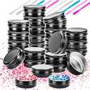 MotBach 24 Pack 0.5oz Tin Jars, 30ml Metal Tin cans, 1/2Ounce Aluminum tin can jar Containers with Lid for Lotion Bars, Balms, Spices, Salve, Beard Balm, Toiletries, Creams, Samples, Makeup Cosmetic (Black)