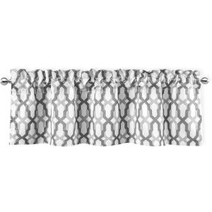 DriftAway Mason Blackout Valances for Windows Thermal Insulated Kitchen Topper Geometric Moroccan Mid Century Pattern Match Thick Bathroom Curtain Valance Rod Pocket 52 Inch by 14 Inch Gray
