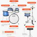VEVOR Kids Drum Set, 5-Piece 14 in Junior Drum Sets, Beginner Drums Set with Adjustable Throne, Cymbal & Two Pairs of Drumsticks, Musical Learning Drums Instruments Kit, for Children Ages 6-13 (Blue)