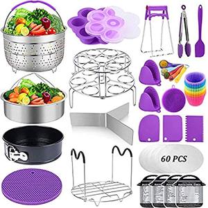 Accessories for Instant Pot, Sugaroom 100 PCS Pressure Cooker Accessories Set Compatible with Instant Pot Accessories 6 qt 8 quart-2 Steamer Baskets, Springform Pan, Egg Rack, Egg Bites Mold and More