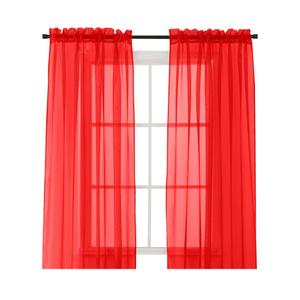 Elegant Comfort 2-Piece Sheer Panel with 2inch Rod Pocket - Window Curtains 50-inch  X 46-inch  - Red