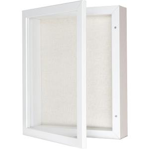 Califortree 8x10 Shadow Box Frame with Linen Back - Sturdy Rustic Memory Display Case of Flower, Pictures, Medals and More, White
