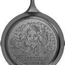 Lodge 13.25 Inch Dolly Parton Pre-Seasoned Cast Iron Stamped Skillet - Signature Teardrop Handle - Use in the Oven, on the Stove, on the Grill, or Over a Campfire - Clear Blue Morning