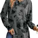 Saloogoe Sweatshirt for women Side Split Fall Fashion 2025 Long Sleeve Shirts Trending Now XL