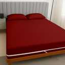 Full 1 PC Zipper Fitted Sheet, Brushed Premium Quality Microfiber, Soft Shrinkage and Fade Resistant Bottom Sheet fits Upto 16 Inch Deep Pocket, Zipper Mattress Cover, Burgundy
