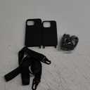 for iPhone 15 Pro,Crossbody Phone Case with Shoulder Strap Soft Silicone Case with Adjustable Lanyard Cute Cool Wireless Charging Shockproof Protector for Women Girls Black