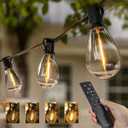 Ollny S11 Outdoor String Lights with Remote, 30 FT 3 Modes Dimmable Timers Waterproof Connectable Patio Lights, 15+1 LED Spare Bulb Dusk to Dawn Hanging Light for Indoor Porch Balcony Cafe