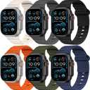 6 Pack Sport Bands for Apple Watch Ultra/3/2 Band 49mm 46mm 45mm 44mm 42mm 41mm 40mm 38mm iWatch Bands for Men Women,Waterproof Silicone Strap Wristband for Apple Watch Series 11 10 9 8 7 6 5 4 SE 3/2