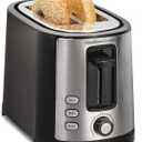 Hamilton Beach 2 Slice Extra Wide Slot Toaster with Bagel & Defrost Settings, Shade Selector, Toast Boost, Auto Shutoff, Black & Stainless Steel (22633)
