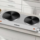 Cusimax Portable Electric Stove For Cooking With 1800w Power Temperature Control,Double Electric Hot Plate,Ceramic Glass Infrared Burner For All Cookware And Home, Dorm, Rv(Sliver)