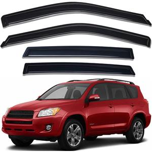Lightronic Extra Durable Outside-Mount Auto Vent Window Visor, Fits 2006-2012 Toyota Rav4, UV Protection Rain Guard, Original Wind Deflector, No-Drill Easy Install, Dark Smoke, 4-Pcs