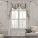 Loom and Mill Luxury Waterfall Valances for Windows, Jacquard Thick Swag Waterfall Curtains Valance with Tassels for Living Room, Bedroom Party Banquet Decorations (Grey, W59 Inch, 1 Panel)