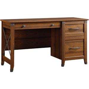 Sauder Carson Forge Vintage Rustic Computer Desk for Home Office with Drawers, in Washington Cherry