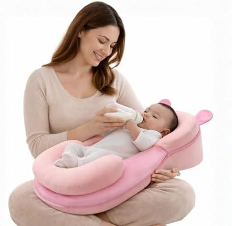 TOP QUALITY FOR LESS Baby Feeding Pillow - Firm & Secure Adjustable Nursing Pillow with Safety Strap - Baby Body Support Cushion - Pink