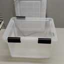 IRIS USA File Box WeatherPro Organizer Plastic for Letter/Legal, Water Resistant Document, Durable Lid, Seal w/Secure Latching Buckles, Stackable, Nestable, Clear 32 Qt. 1 Pack