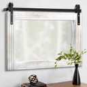 AAZZKANG Large Barn Door Mirror with Wood Framed Rectangle Mirrors for Wall Bathroom Vanity Mirror Decorative for Bedroom Farmhouse Entryway Horizontal 18"x26"