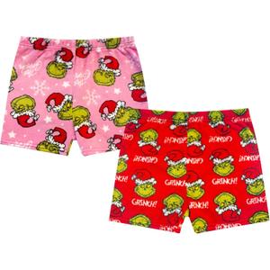 The Grinch Girls 2 Pack Pajama Short Set - Kids Soft Christmas PJs Loungewear - Holiday Sleepwear - Official Product, Size: 6