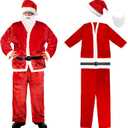 MNKXL Plus Size Santa Claus Costume for Adult, Classic 5PCS Santa Suit Adults Men Professional, Santa Claus Costume for Men Christmas Party Cosplay Santa Outfit