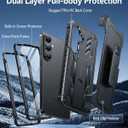 FNTCASE for Samsung Galaxy S26+ Plus Case: with Belt-Clip Holster | Kickstand | 2 Front Frames | Built-in Screen Protector Military Grade Protection Rugged Protective Case for S26 Plus 6.7 inch Black