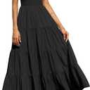 PRETTYGARDEN Women's 2026 Casual Loose Plain Maxi Sundress Smocked Tank Dress Sleeveless Summer Beach Tiered Long Dresses (Black, Small)