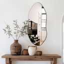 Delma Irregular Wall Mirror,32"x14" Slim Vertical Wavy Design,Frameless Decorative Mirror for Entryway,Hallway & Bathroom,Modern Boho Wall-Mounted