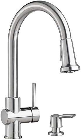 American Standard 9379315.075 Montvale Single-Handle Pull-Down Sprayer Kitchen Faucet with Soap Dispenser in Stainless Steel