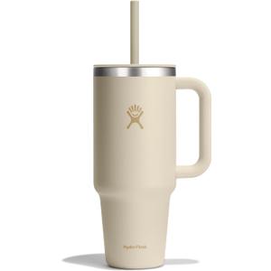 Hydro Flask Travel Tumbler with Handle, Lid and Straw - Insulated Stainless Steel in 40 Oz Coconut Cream