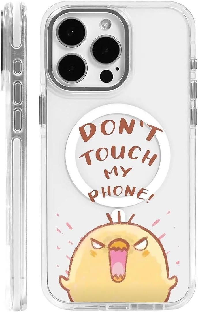 Case for iPhone 15 Pro Max,Don't Touch My Phone Clear Cases,Compatible with MagSafe,Slim Shockproof Magnetic Phone Sleeve Case for Girls Man,Scratch-Resistant Back