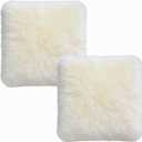 Genuine Sheepskin Chair Pad 2 Pack Anti Slip Design Natural Wool Soft and Comfortable Suitable for Home Living Room Sofa Bedroom Dining Room(18x18 Inch,Cream White)