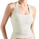 SUUKSESS Women Halter Tank Tops Double Lined Backless Y2K Trendy Going Out Tops (White, XS)