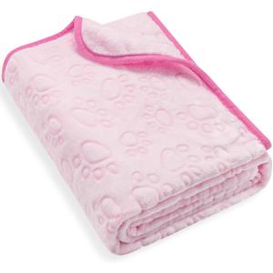 Pink Cat Blanket for Kitten Beds, Flannel Pink Stuff Cute Paw Print, 24 * 32 inches Dog Girls Blanket, Puppy Ragdoll Kitten Necessities