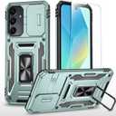 SunStory Compatible with Samsung Galaxy A17 5G Case with HD Screen Protector & Slide Camera Cover & Rotated Ring Kickstand,[Shockproof] Dual Layers Phone Case for Galaxy A17,Z_Green