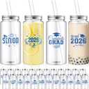 Yiyiring 48 Pcs Graduation Gifts 13.5 oz Class of 2026 Plastic Cups with Lid and Straws Bulk Senior Mason Jars Bottles Reusable Tumblers for College Congrats Graduate Party Supplies (Blue Black)