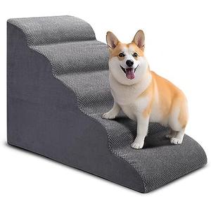 CiWiVOKi Dog Stairs for Bed, 5 Tier Dog Steps for Couch and High Bed, Non-Slip Pet Stairs, 24" High Sofa Foam Ramp - Best for Small Pets, Older Cats with Joint Pain