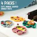 Maxdot 4 Pcs Silicone Baby Plates Toddler Suction Plates Divided Baby Dishes Cute Animal Kids Plates for Toddlers Baby Feeding Eating Supplies, Microwave and Dishwasher Safe (Multi Colors,Cute)