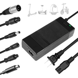 42V 2A Universal Charger,5 in1 Plugs with DC 5.5 * 2.1mm, 8mm/12mm 3 Prong, RCA & 3-Pin XLR Plugs for 36V Li-ion Battery & GOTRAX GXL V2/Nano S3 ION/G2-G4/XR Series Power Adapter
