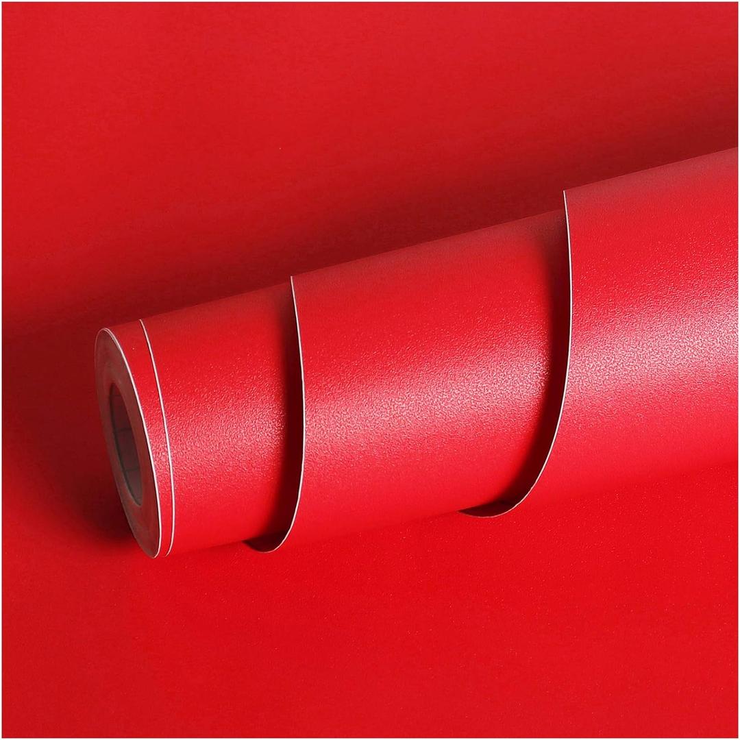 Livelynine 15.8x197 Peel and Stick Wallpaper Red Vintage Removable Wallpaper for Renters Kitchen Contact Paper for Crafts Decorative Christmas Wrapping Vinyl Roll Adhesive Shelf Liner for Cabinet