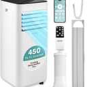 SereneLife Small Air Conditioner Portable 10,000 BTU with Built-in Dehumidifier - Portable AC unit for rooms up to 450 sq ft - WiFi app + Remote Control, Window Mount Exhaust Kit
