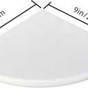 White Marble Corner Shower Shelf for Bathroom, 9'' x 9'' x 0.8'' Faux Marble Corner Shelves for Bathroom Wall Mounted Both Side Polished (1, White)