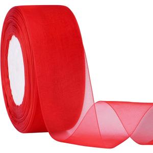 Hapeper 1-1/2 Inch Sheer Organza Ribbon, 50 Yards/Roll (Red)