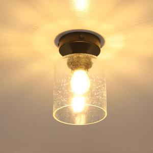Decorative 12V RV Interior Light Fixture with On&Off Switch, LED Pendent Dining-Room Lamp (Bulb Included), Seeded Glass Shade, 12Volt Interior Light for RV Motorhome