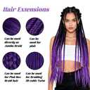 Purple Braiding Hair Pre Stretched 24 Inch Long Braid, 2 Packs Purple Hair Extensions for Braids, Straight Yaki Texture Synthetic Hair Extensions for Stage Party Halloween Costume Cosplay