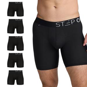 STEP ONE Mens Boxer Briefs, Underwear for Men Pack of 5, Anti Chafing Mens Underwear, Comfortable Moisture-Wicking Boxers L