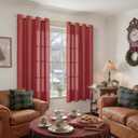 YoungsTex Burgundy Red Linen Curtains 63 Inch Length 2 Panels for Living Room, Light Filtering Window Drapes with Bronze Grommet Privacy for Bedroom, 52 x 63 Inch