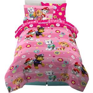 Paw Patrol Girls Kids Bedding Super Soft Comforter and Sheet Set with Sham, 5 Piece Twin Size