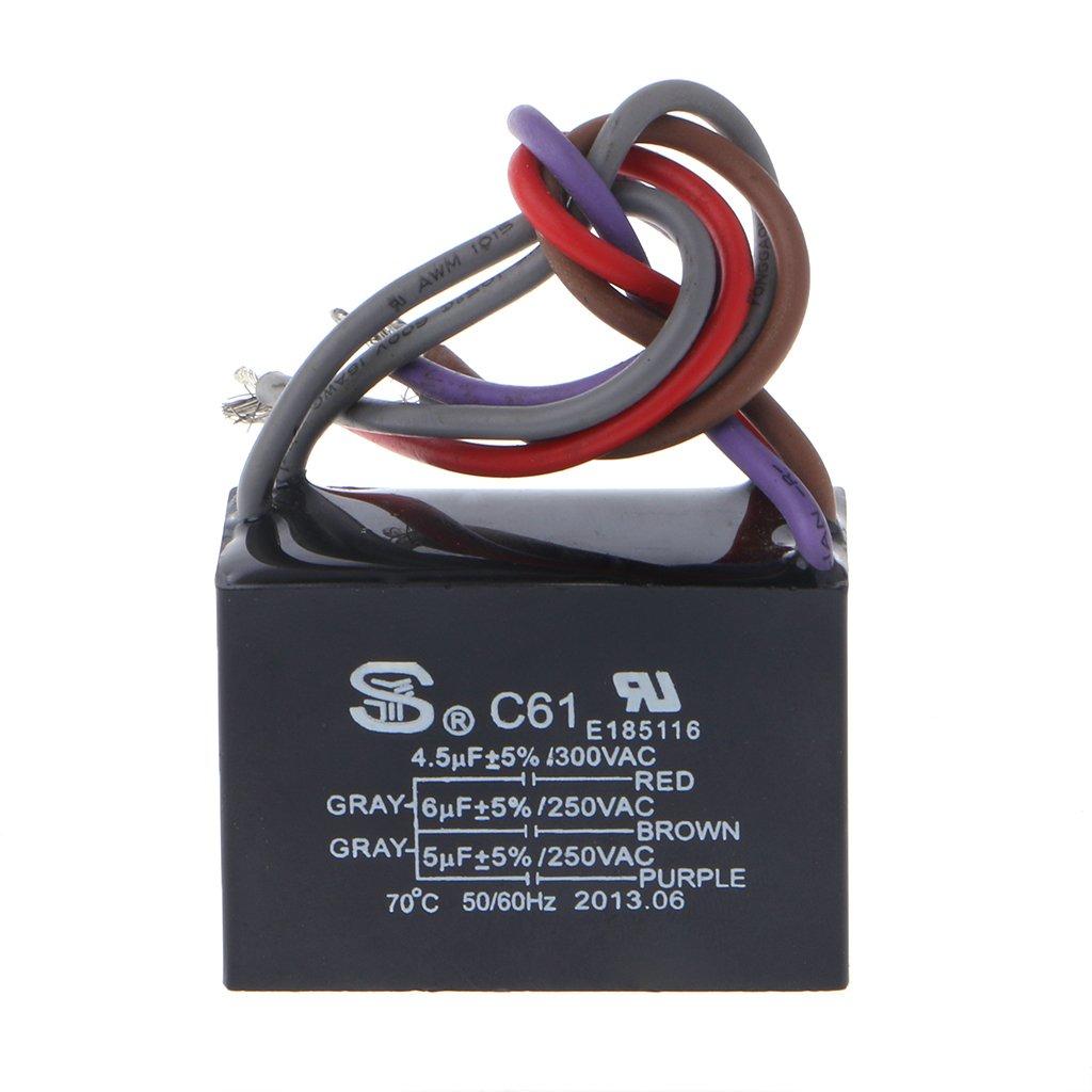 CBB61 Ceiling Fan Capacitor Electrical Power Relay Connecting Capacitor 4.5uf+6uf+5uf 5 Wire 250V