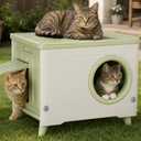 Outdoor Cat House, Extra Large Insulated Feral Cat Shelter with Escape Door & Elevated Legs, All-Weather Waterproof Cat Cave for Stray Cats